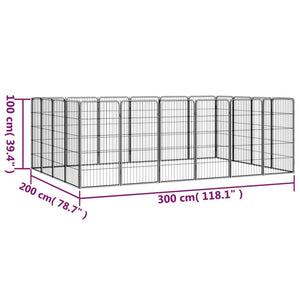 Box per cani 20 pannelli 50 x 100 cm acciaio verniciato a polvere nera 02_0043618