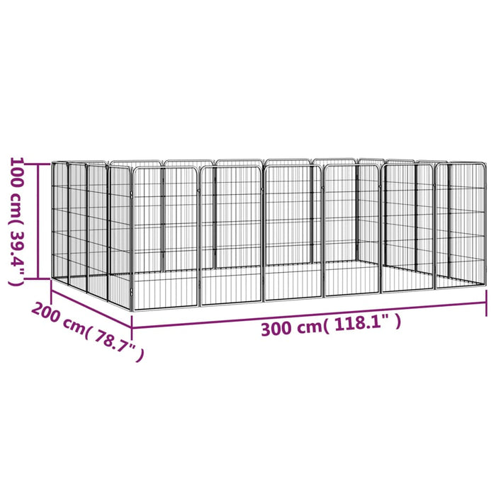 Box Cani 20 Pannelli Nero 50x100 cm Acciaio Verniciato Polvere 3115961