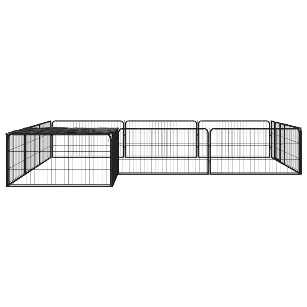 Box Cani 12 Pannelli Nero 100x50 cm Acciaio Verniciato Polvere 3115977