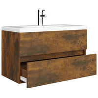 Mobile Bagno con Lavabo Integrato Rovere Fumo Legno Multistrato 3120345