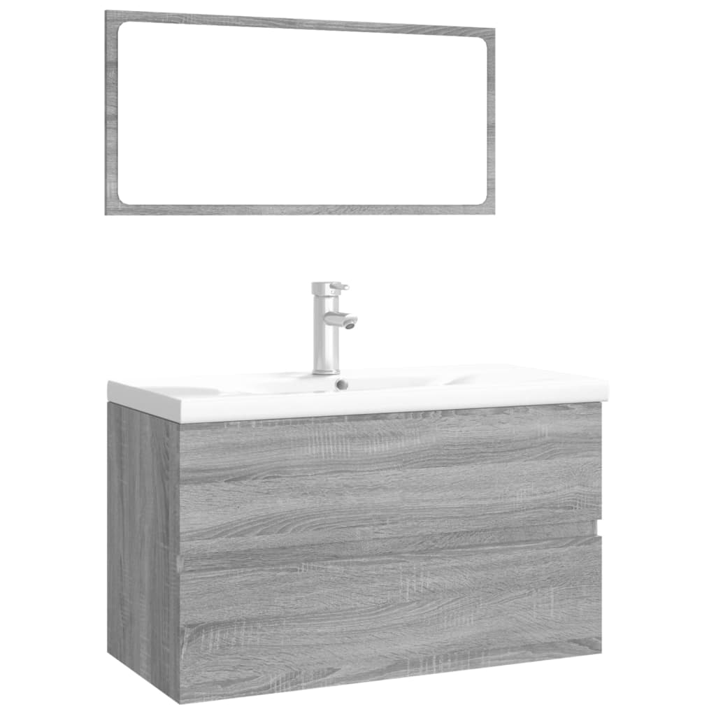 Set di Mobili da Bagno Grigio Sonoma in Legno Multistrato 3120352