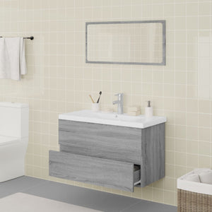 Set di Mobili da Bagno Grigio Sonoma in Legno Multistrato cod mxl 24793