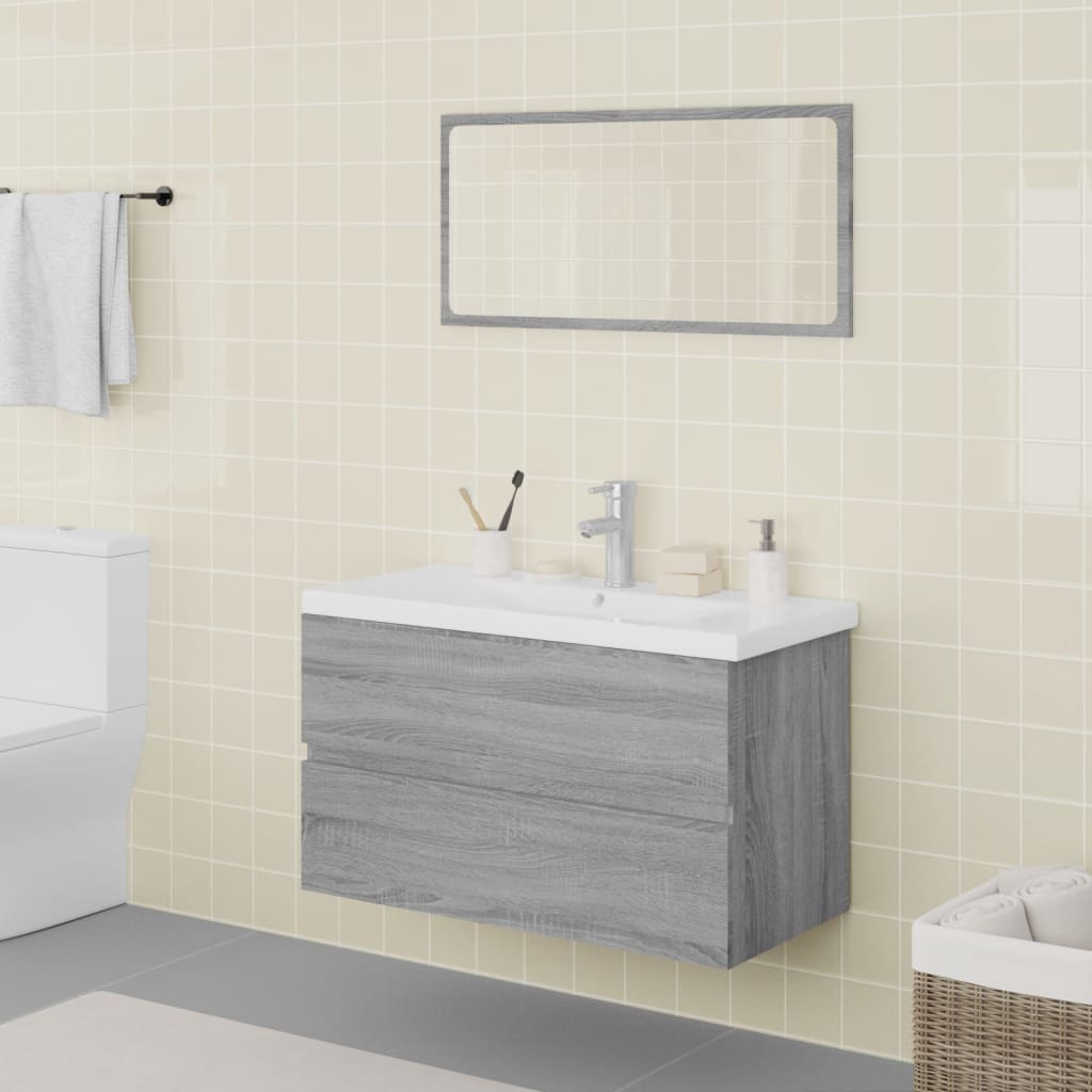 Set di Mobili da Bagno Grigio Sonoma in Legno Multistrato cod mxl 24793