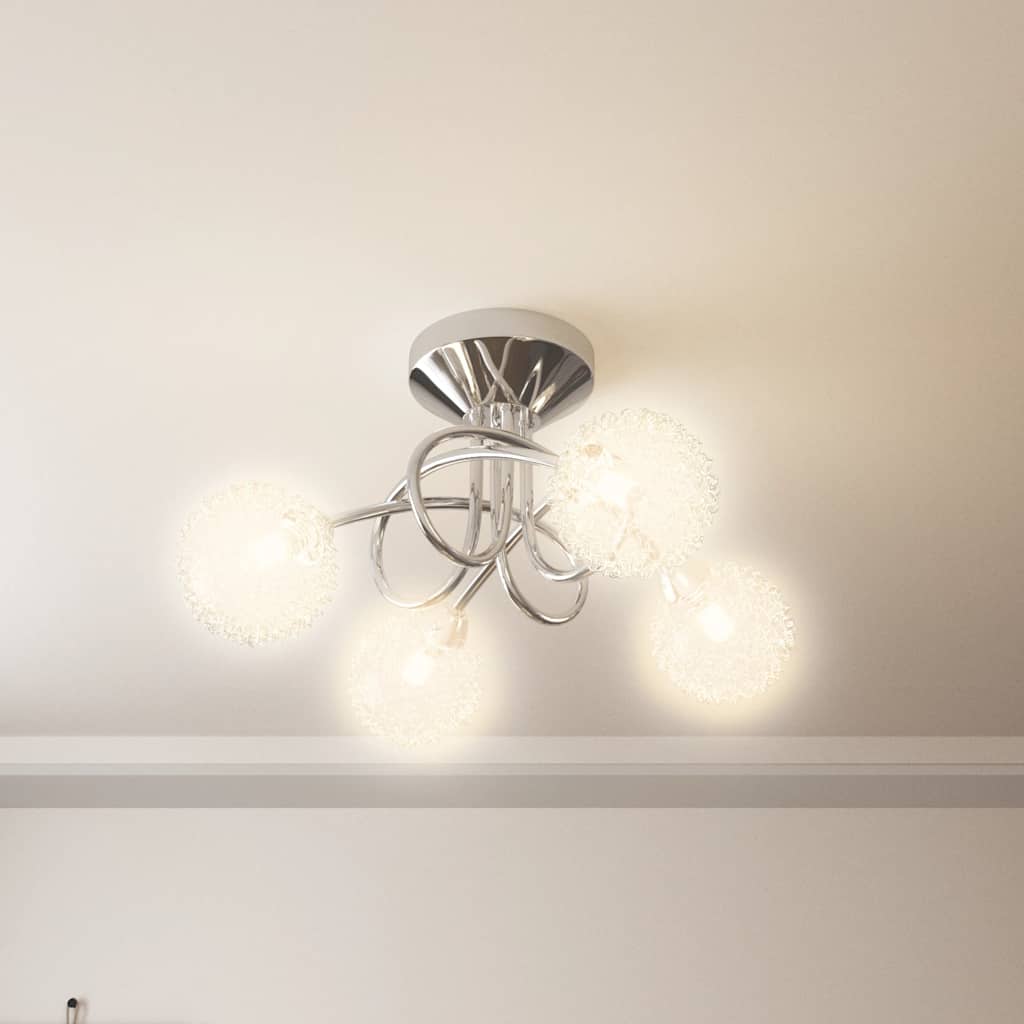 Lampada da Soffitto con Paralumi in Rete per 4 Luci LED G9 cod mxl 62486