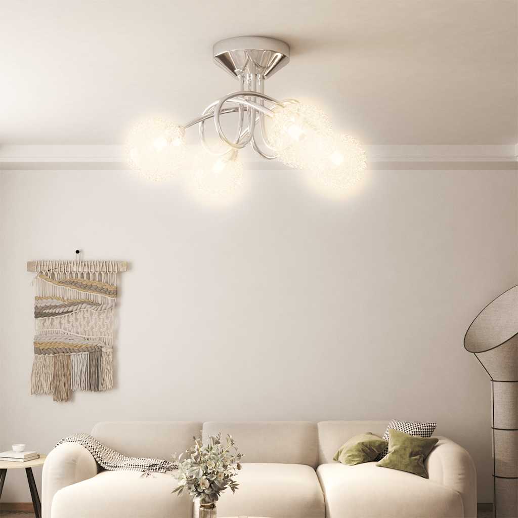 Lampada da Soffitto con Paralumi in Rete per 4 Luci LED G9 cod mxl 62486