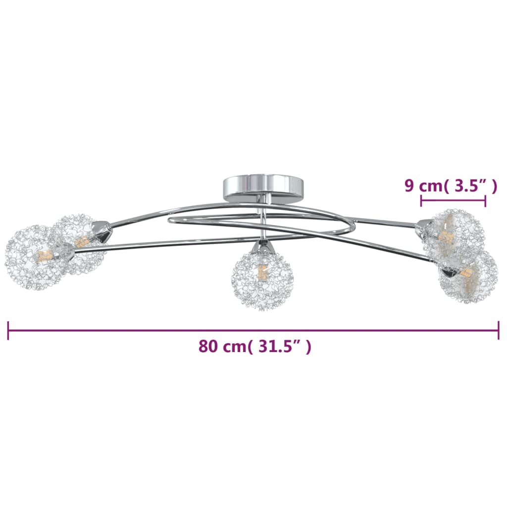 Lampada da Soffitto con Paralumi in Rete per 5 Luci LED G9 337909