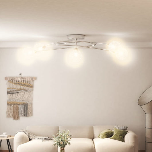 Lampada da Soffitto con Paralumi in Rete per 5 Luci LED G9 337909