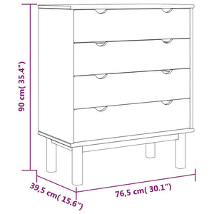 Cassettiera OTTA 76,5x39,5x90 cm in Legno Massello di Pino 348582