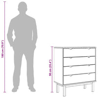 Cassettiera OTTA 76,5x39,5x90 cm in Legno Massello di Pino 348582