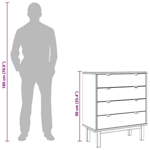 Cassettiera OTTA 76,5x39,5x90 cm in Legno Massello di Pino 348582