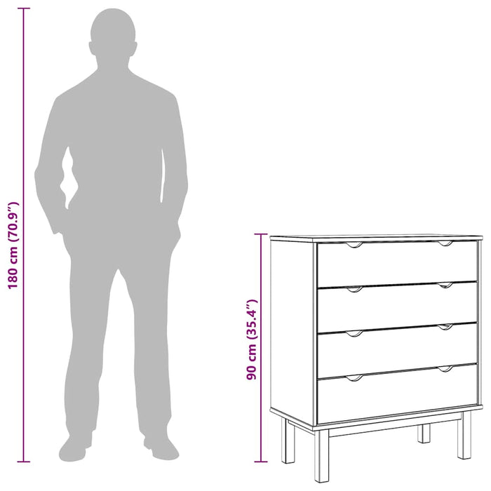Cassettiera OTTA 76,5x39,5x90 cm in Legno Massello di Pino 348582