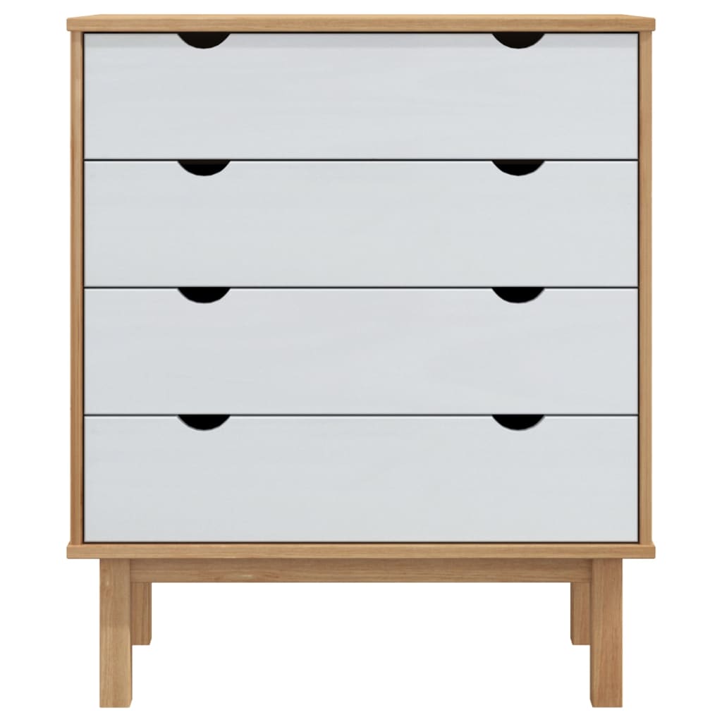Cassettiera OTTA Marrone e Bianco 76,5x39,5x90 cm Legno di Pinocod mxl 126186