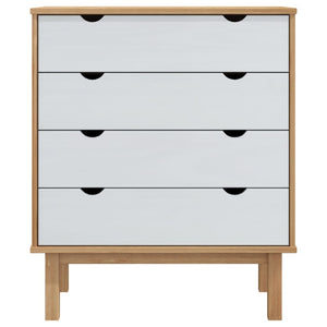 Cassettiera OTTA Marrone e Bianco 76,5x39,5x90 cm Legno di Pinocod mxl 126186