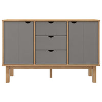 Credenza-Buffet-Armadio da cucina OTTA Marrone e Grigio 113,5x43x73 cm in Legno di Pino