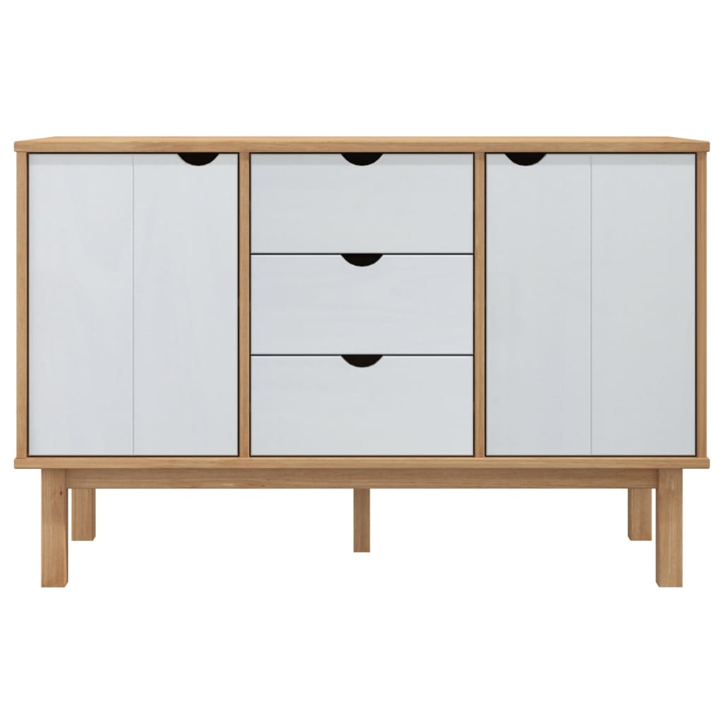 Credenza OTTA Marrone e Bianco 113,5x43x73 cm in Legno di Pino 348593