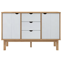 Credenza OTTA Marrone e Bianco 113,5x43x73 cm in Legno di Pino 348593