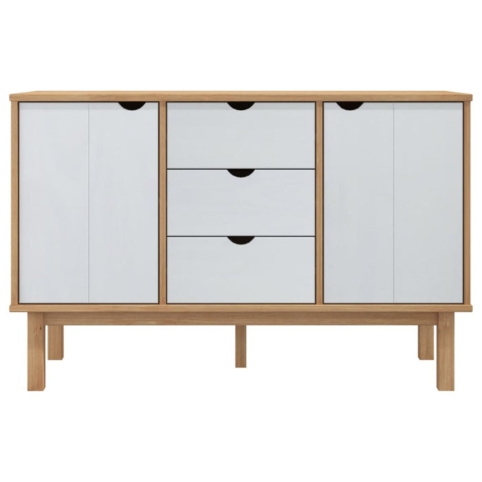 Credenza OTTA Marrone e Bianco 113,5x43x73 cm in Legno di Pino 348593