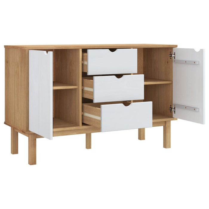 Credenza OTTA Marrone e Bianco 113,5x43x73 cm in Legno di Pino 348593
