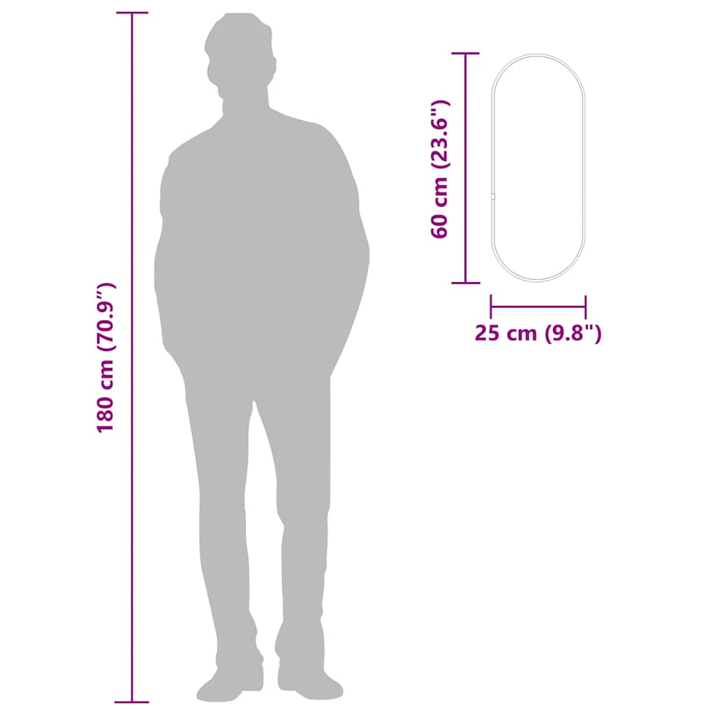 Specchio da Parete-Specchio a Muro-Specchio Decorativo Argento 60x25 cm Ovale