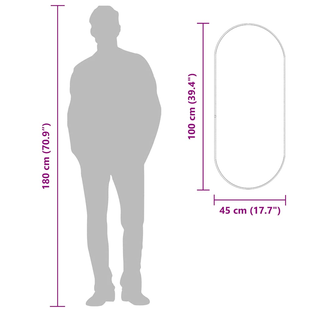 Specchio da Parete Dorato 100x45 cm Ovale 348201