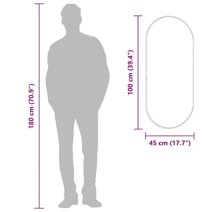 Specchio da Parete-Specchio a muro Dorato 100x45 cm Ovale