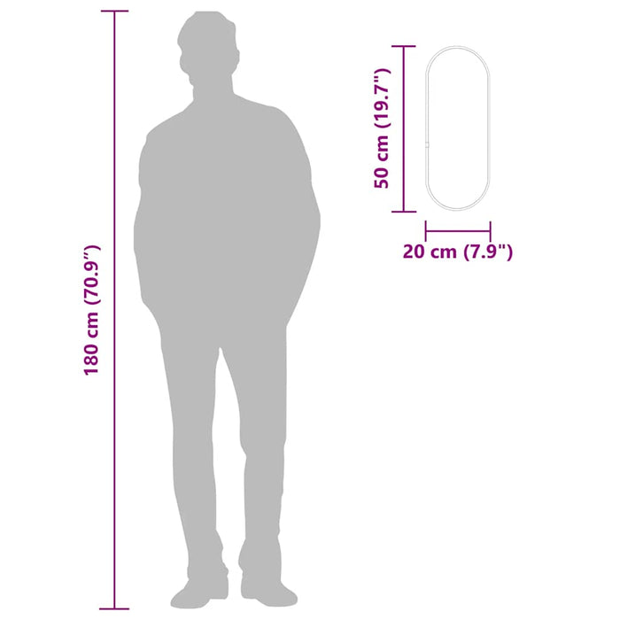 Specchio da Parete-Specchio a Muro-Specchio Decorativo Nero 50x20 cm Ovale