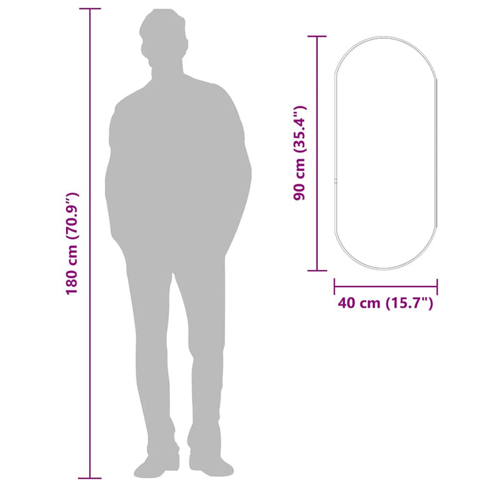 Specchio da Parete-Specchio a muro Nero 90x40 cm Ovale