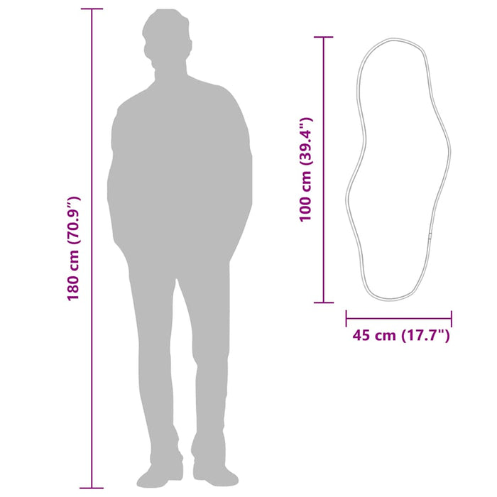 Specchio da Parete-Specchio a Muro-Specchio Decorativo Argento 100x45 cm