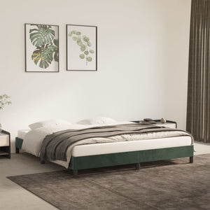 Giroletto senza Materasso-Struttura Letto Verde Scuro 160x200 cm in Velluto 284870