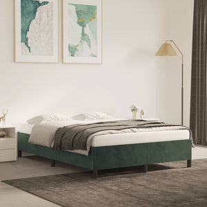 Giroletto senza Materasso-Struttura Letto Verde Scuro 140x190 cm in Velluto 180301