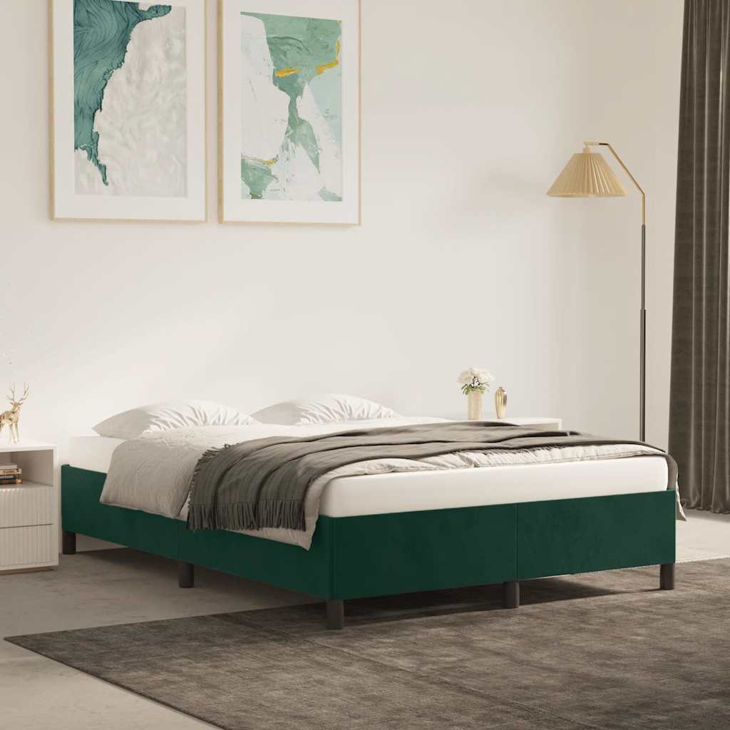 Giroletto senza Materasso-Struttura Letto Verde Scuro 140x200 cm in Velluto 446897
