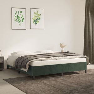 Giroletto senza Materasso-Struttura Letto Verde Scuro 160x200 cm in Velluto 643377