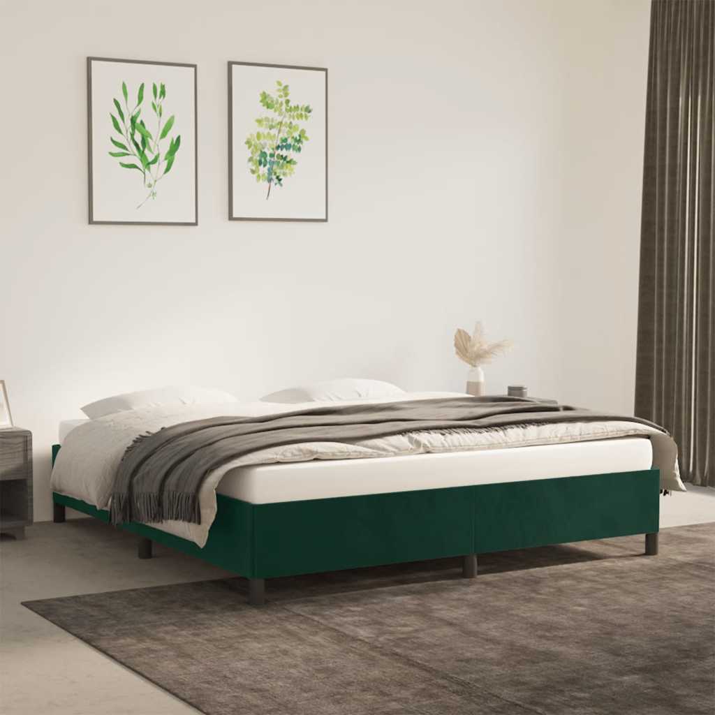 Giroletto senza Materasso-Struttura Letto Verde Scuro 180x200 cm in Velluto 523026