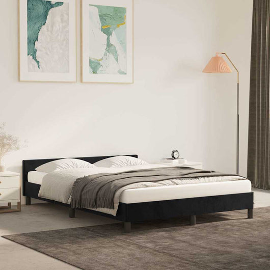 Giroletto senza Materasso-Struttura Letto Nero 140x190 cm in Velluto 978499