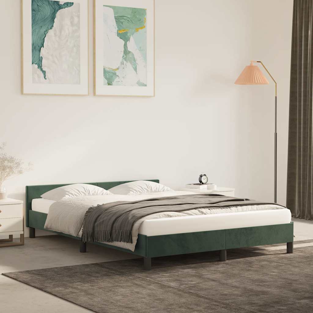 Giroletto senza Materasso-Struttura Letto Verde Scuro 140x200 cm in Velluto 863598