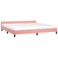 Giroletto con Testiera senza Materasso Rosa 200x200 cm Velluto 347596