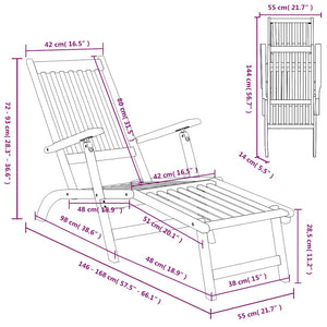 Sedie a Sdraio da Esterno con Poggiapiedi 2pz Massello d'Acacia 3120438