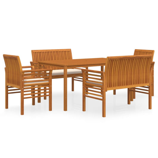 Set da Pranzo per Esterni 5pz con Cuscini Legno Massello Acacia 3120459