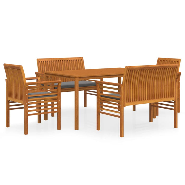 Set da Pranzo per Esterni con Cuscini in Legno Massello Acacia 3120460