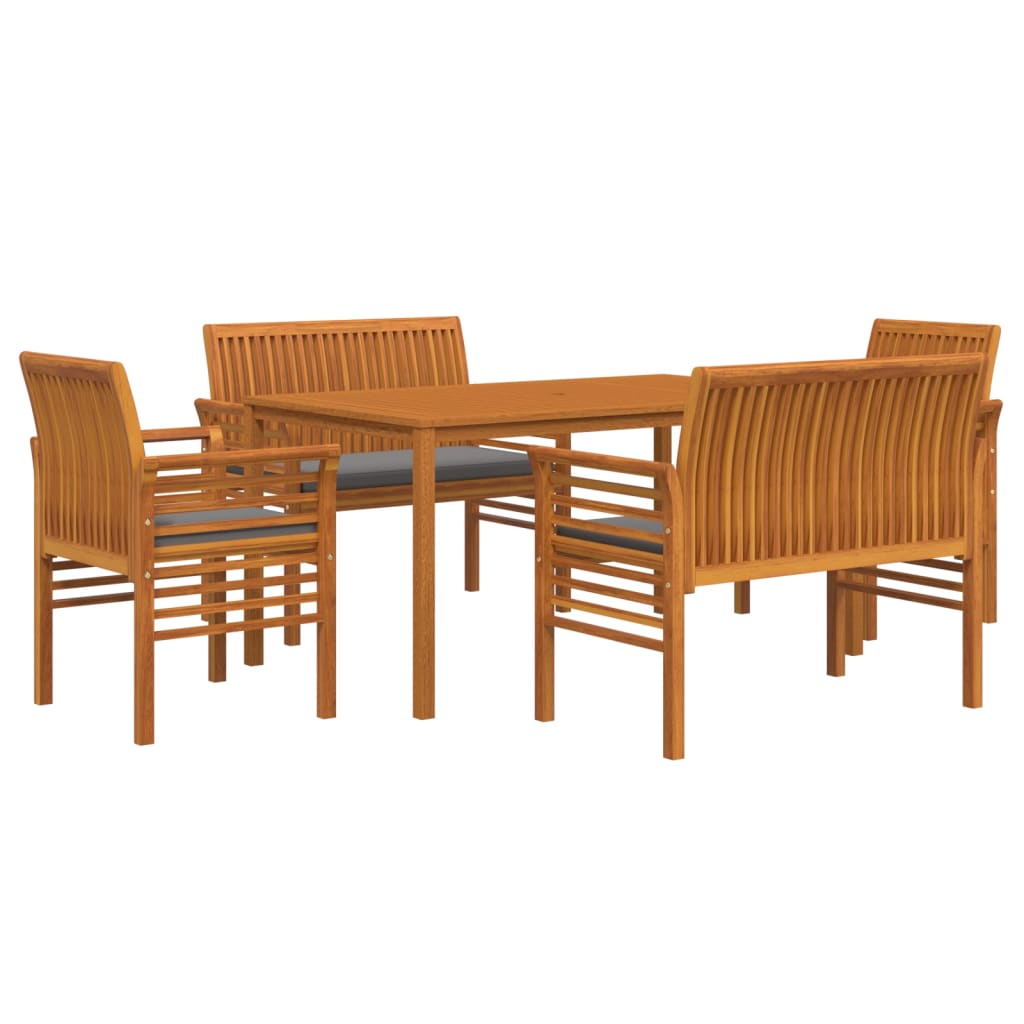 Set da Pranzo per Esterni con Cuscini in Legno Massello Acacia 3120460