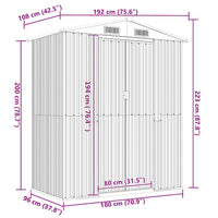 Capanno da Giardino Grigio Chiaro 192x108x223cm Acciaio Zincato cod mxl 65911