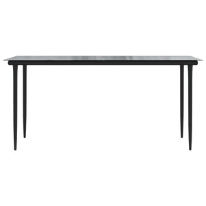 Tavolo Pranzo Giardino Nero 160x80x74 Acciaio e Vetro Temperato 319279