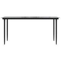 Tavolo Pranzo Giardino Nero 160x80x74 Acciaio e Vetro Temperato cod mxl 34202