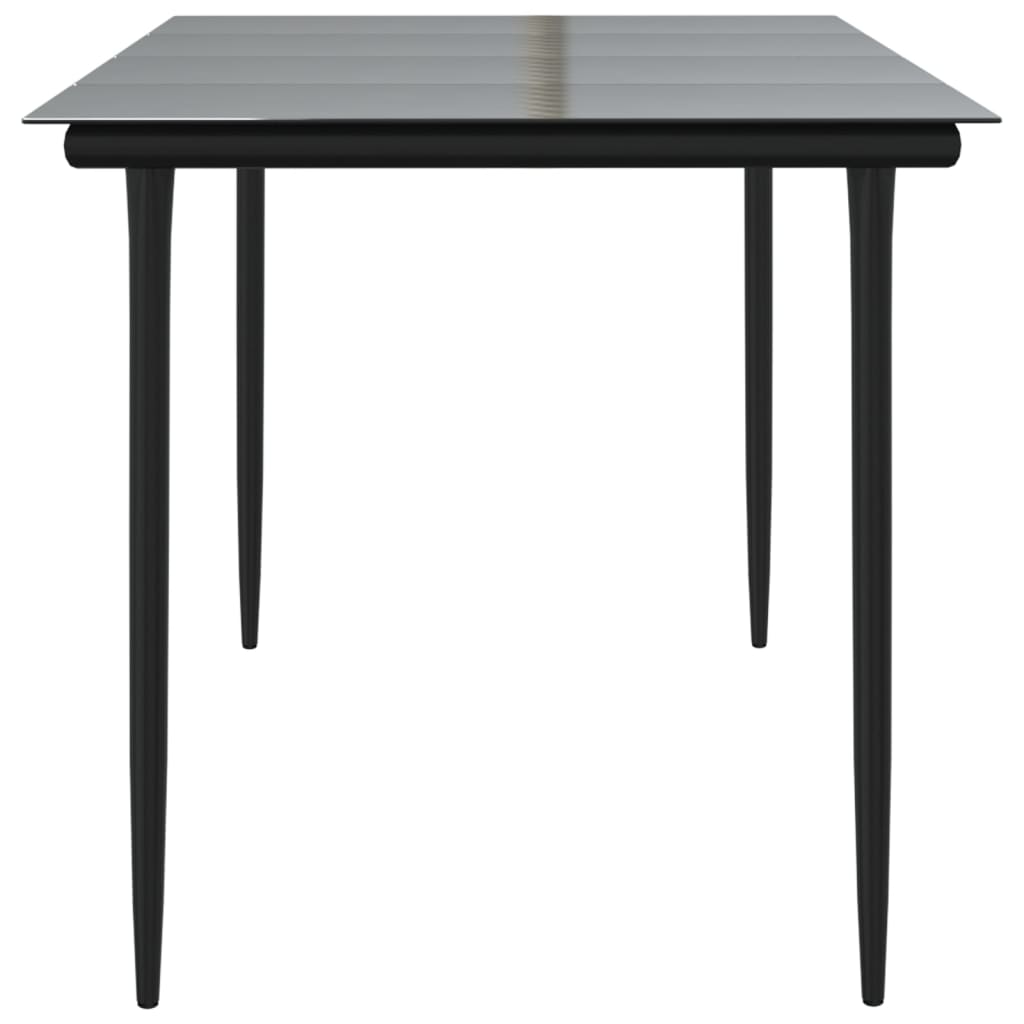 Tavolo Pranzo Giardino Nero 160x80x74 Acciaio e Vetro Temperato cod mxl 34202
