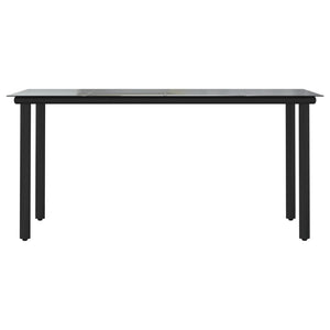 Tavolo Pranzo Giardino Nero 160x80x74 Acciaio e Vetro Temperato cod mxl 34490