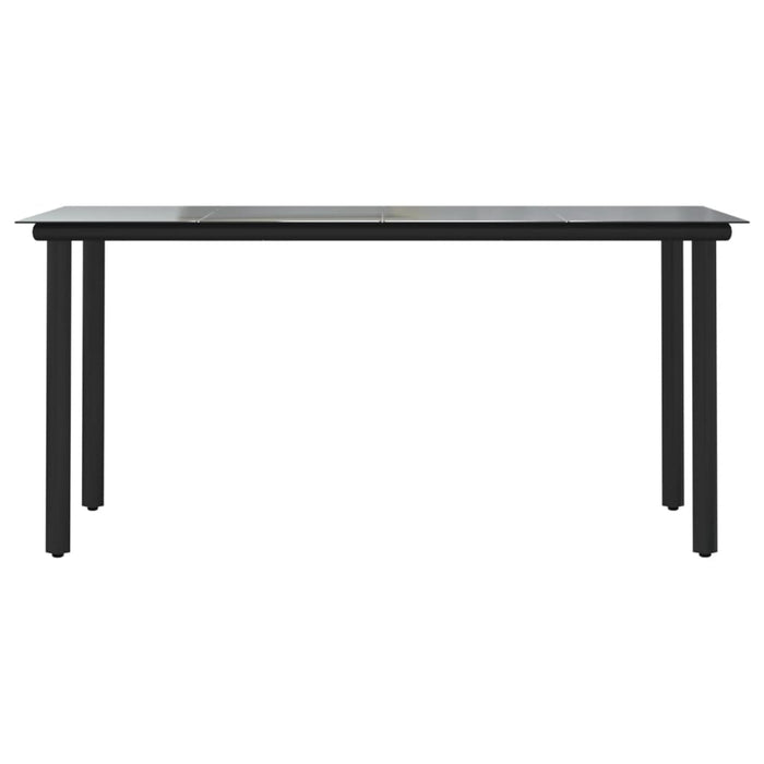 Tavolo Pranzo Giardino Nero 160x80x74 Acciaio e Vetro Temperato cod mxl 34490