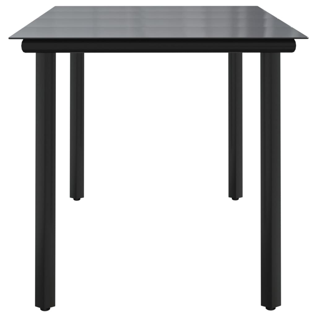 Tavolo Pranzo Giardino Nero 160x80x74 Acciaio e Vetro Temperato cod mxl 34490