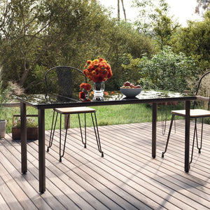 Tavolo Pranzo Giardino Nero 160x80x74 Acciaio e Vetro Temperato 319283