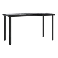 Tavolo Pranzo Giardino Nero200x100x74 Acciaio e Vetro Temperato 319284