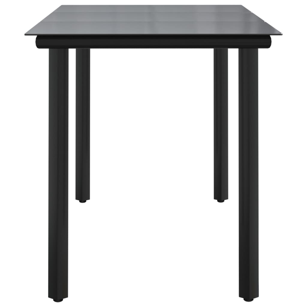 Tavolo Pranzo Giardino Nero200x100x74 Acciaio e Vetro Temperato 319284